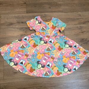 Rainbow Rules Girls' Pastel Disney Snacks Print Skater Dress